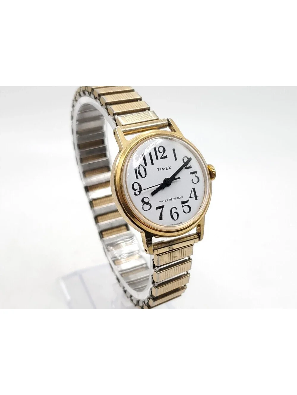 Vintage Timex Marlin Big Reader Mechanical  30mm Watch Running Gold Tone